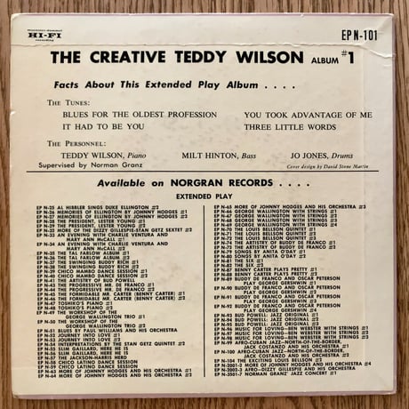 TEDDY WILSON - The Creative Teddy Wilson (NORGRAN MGN-101) 7inch EP