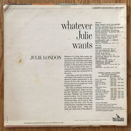 JULIE LONDON - Whatever Julie Wants (LIBERTY LRP3192)