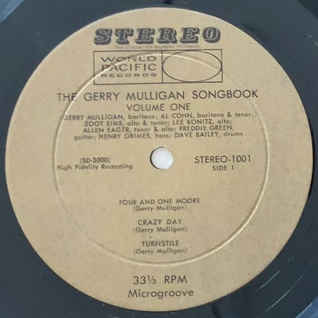 GERRY MULLIGAN - Songbook Vol.1 (WORLD PACIFIC STEREO-1001)