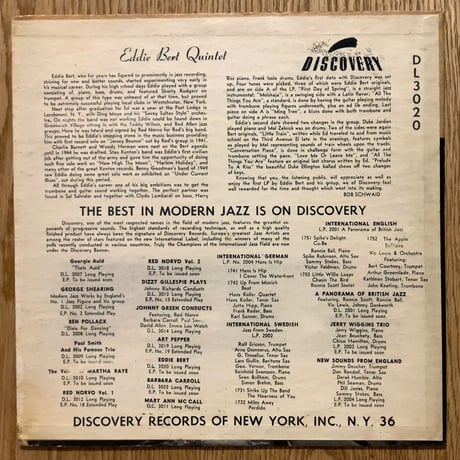 EDDIE BERT - Eddie Bert Quintet (DISCOVERY DL3020)