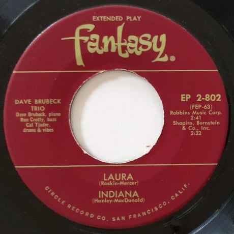 DAVE BRUBECK - The Dave Brubeck Trio (FANTASY EP-2-802) 7inch EP