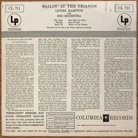 LIONEL HAMPTON - Wailin' At The Trianon (COLUMBIA CL711)
