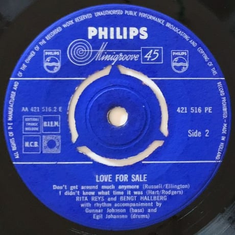 RITA REYS & BENGT HALLBERG - Love For Sale (PHILIPS 421 516 PE) 7inch EP