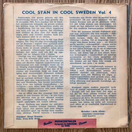 STAN GETZ - Cool Stan in Cool Sweden Vol.4 (KARUSELL KEP305) 7inch EP