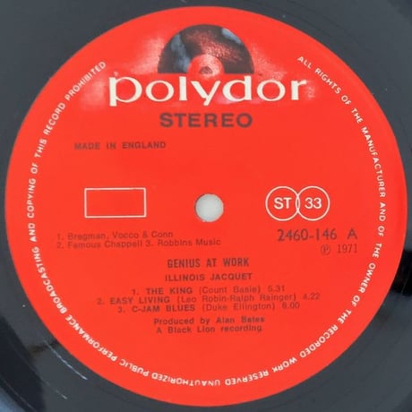 ILLINOIS JACQUET - Genius at Work! (POLYDOR/BLACK LION 2460 146)