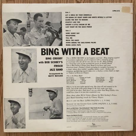 BING CROSBY with BOB SCOBEY - Bing with a Beat (RCA VICTOR LPM-1473)
