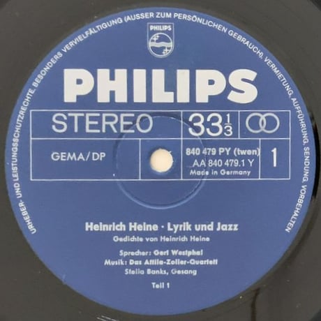 HEINRICH HEINE - ATTILA ZOLLER - Lyrik Und Jazz (PHILIPS 840 479PY)