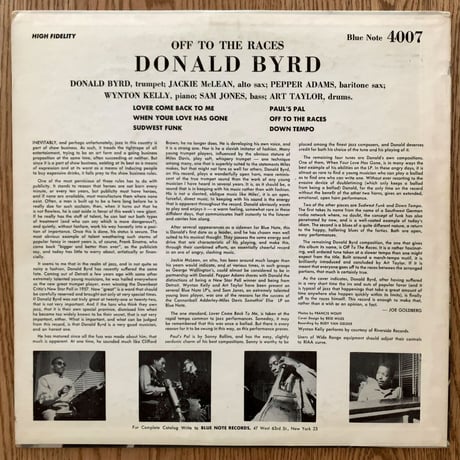 DONALD BYRD - Off To The Races (BLUE NOTE BLP4007)