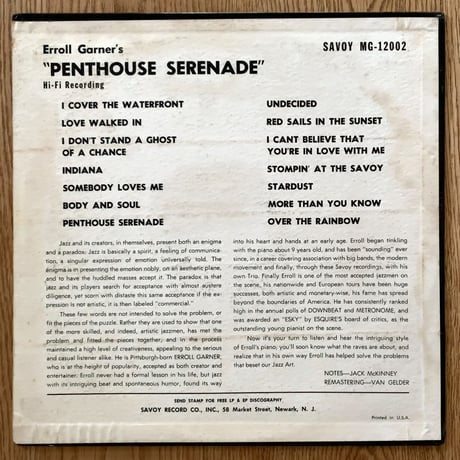 ERROLL GARNER - Penthouse Serenade (SAVOY MG12002)