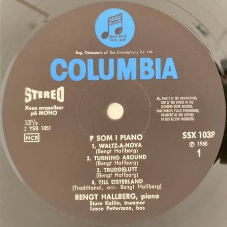 BENGT HALLBERG - P som i Piano (EMI/COLUMBIA SSX1038)