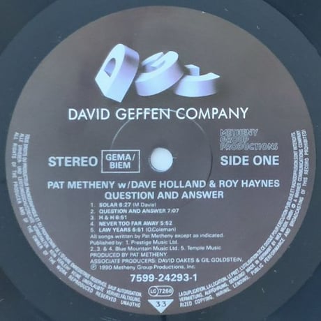 PAT METHENY - Question And Answer (DAVID GEFFEN COMPANY 7599-24293-1)
