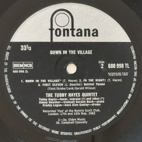 TUBBY HAYES - Down in The Village (FONTANA 680 998TL)