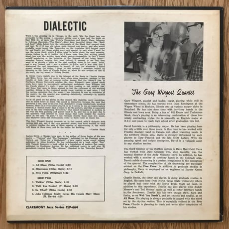 GARY WINGERT - Dialectic (CLAREMONT CLP-664)