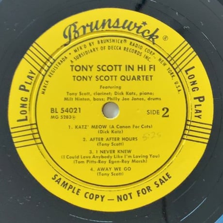 TONY SCOTT - in Hi-Fi (BRUNSWICK BL54021)