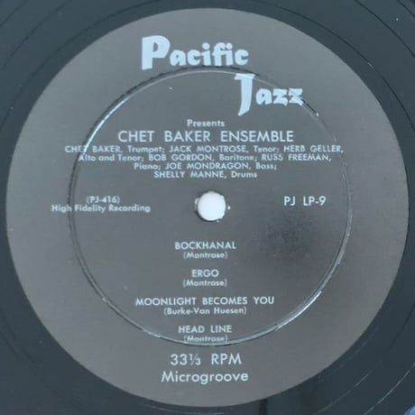 CHET BAKER - Chet Baker Ensemble (PACIFIC JAZZ PJLP-9)