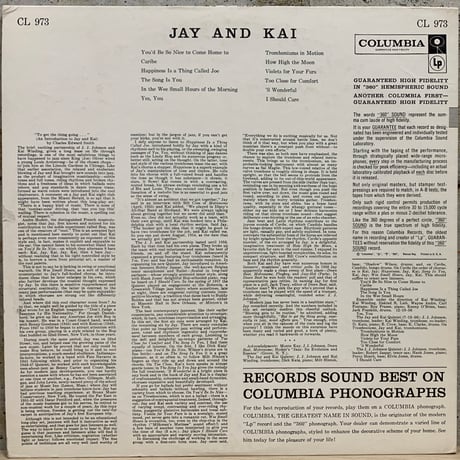 J.J. JOHNSON & KAI WINDING - Jay And Kai (COLUMBIA CL973)