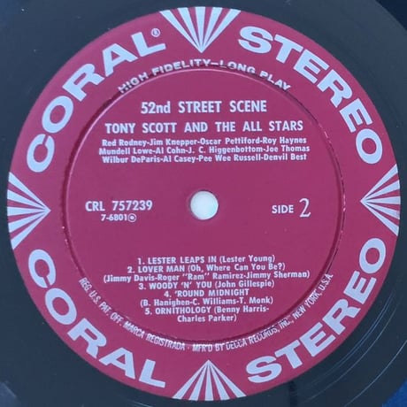 TONY SCOTT - 52nd St. Scene (CORAL CRL757239)