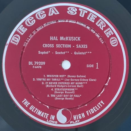 HAL McKUSICK - Cross Section-Saxes (DECCA DL79209)