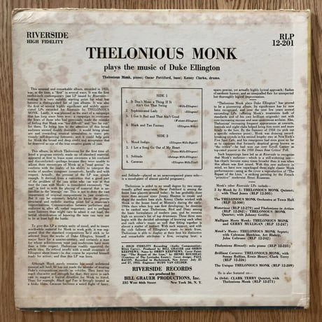 THELONIOUS MONK - Plays Duke Ellington  (RIVERSIDE RLP12-201)