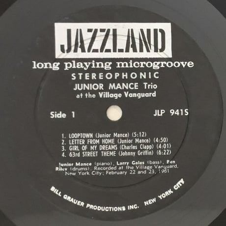 JUNIOR MANCE - at The Village Vanguard (JAZZLAND JLP941)