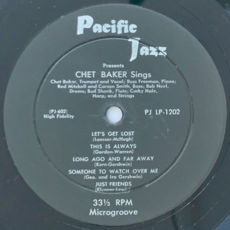 CHET BAKER - Sings and Plays (PACIFIC JAZZ PJLP-1202)