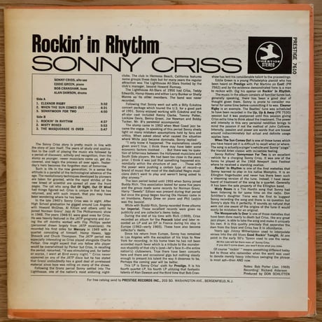 SONNY CRISS - Rockin' Rhythm (PRESTIGE PRST7610)