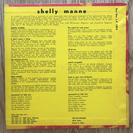 SHELLY MANNE - Shelly Manne (DEE GEE LP-1003)