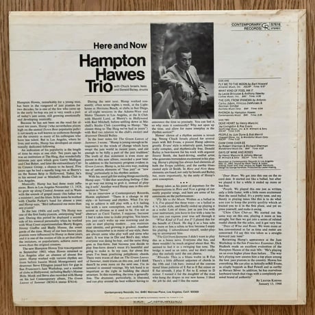HAMPTON HAWES - Here And Now (CONTEMPORARY S7616)
