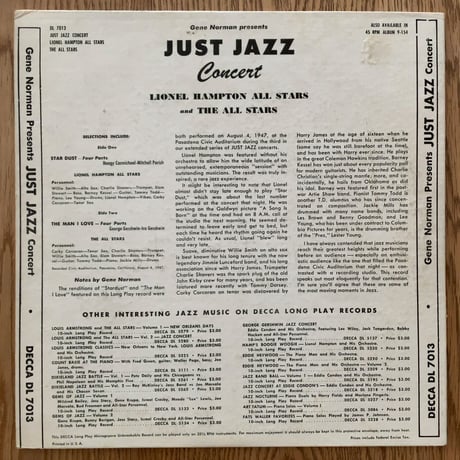 LIONEL HAMPTON - Just Jazz (DECCA DL7013)