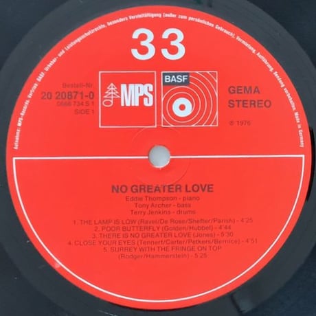 EDDIE THOMPSON - No Greater Love (MPS/BASF 20 208710)