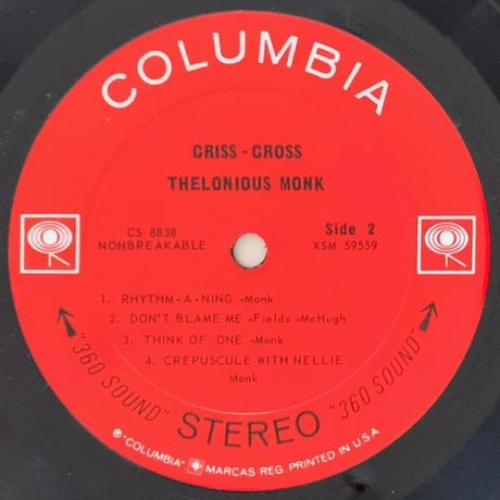 THELONIOUS MONK - Criss-Cross (COLUMBIA CS8838)