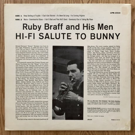 RUBY BRAFF - Hi-Fi Salute to Bunny (RCA VICTOR LPM-1510)
