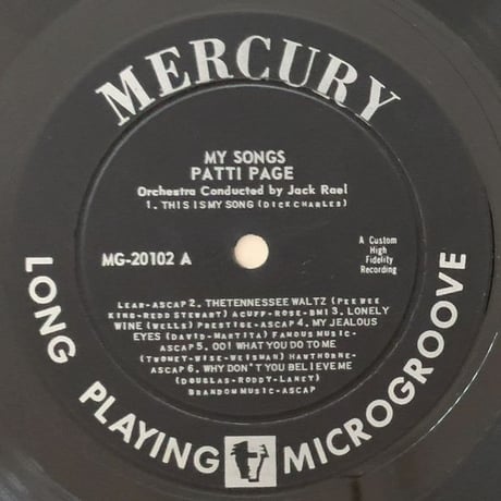 PATTI PAGE - This is My Song (MERCURY MG20102)