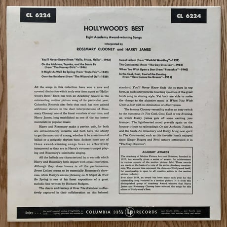 ROSEMARY CLOONEY & HARRY JAMES - Hollywood's Best (COLUMBIA CL6224)