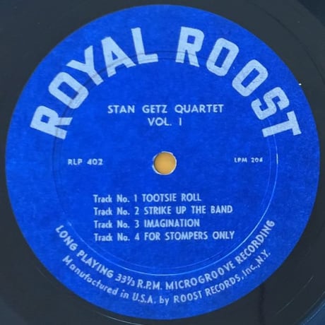 STAN GETZS - Stan Getz Quartet Vol.1 (ROOST RLP402)