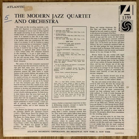 THE MODERN JAZZ QUARTET - And Orchestra (ATLANTIC 1359)