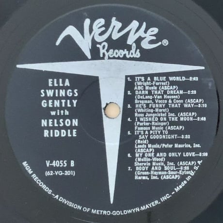 ELLA FITZGERALD - Ella Swings Gently with Nelson (VERVE V-4055)