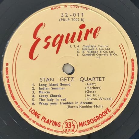 STAN GETZ - Collates (ESQUIRE 32-011)