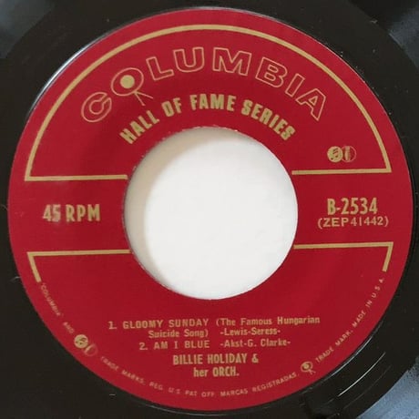 BILLIE HOLIDAY - Gloomy Sunday (COLUMBIA B-2534) 7inch EP