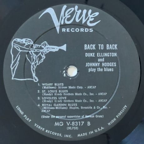 DUKE ELLINGTON & JOHNNY HODGES - Back to Back (VERVE MGV-8317)