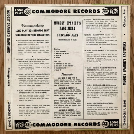 MUGGSY SPANIER - Chicago Jazz (COMMODORE FL20,009)