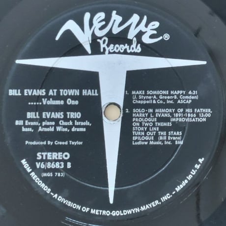 BILL EVANS - at Town Hall Volume One (VERVE V6/8683)