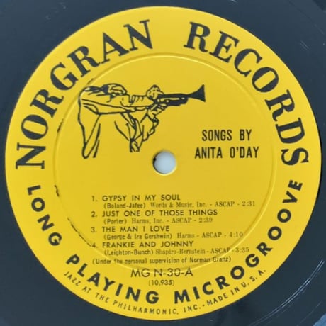 ANITA O'DAY - Songs by Anita O'Day (NORGRAN MGN-30)
