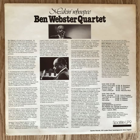 BEN WEBSTER - Makin' Whoopee (SPOTLITE SPJLP9)