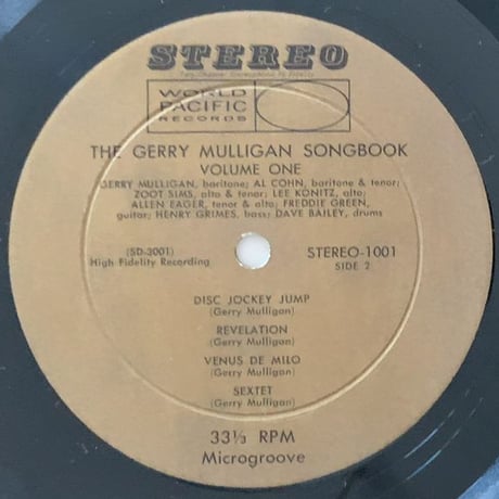 GERRY MULLIGAN - Songbook Vol.1 (WORLD PACIFIC STEREO-1001)