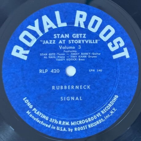 STAN GETZ - Jazz At Storyville Volume 3 (ROOST RLP420)