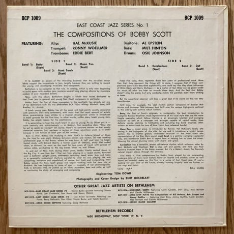 HAL McKUSICK, EDDIE BERT - The Compositions of Bobby Scott (BETHLEHEM BCP1009)