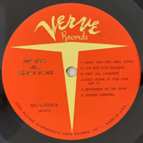 BING CROSBY - Bing Sings whilst Bregman Swings (VERVE MGV-2020)