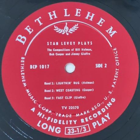 STAN LEVEY - Plays The Compositions Of Cooper, Holman & Guiffre (BETHLEHEM BCP1017)