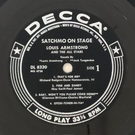 LOUIS ARMSTRONG - Satchmo on Stage (DECCA DL8330)
